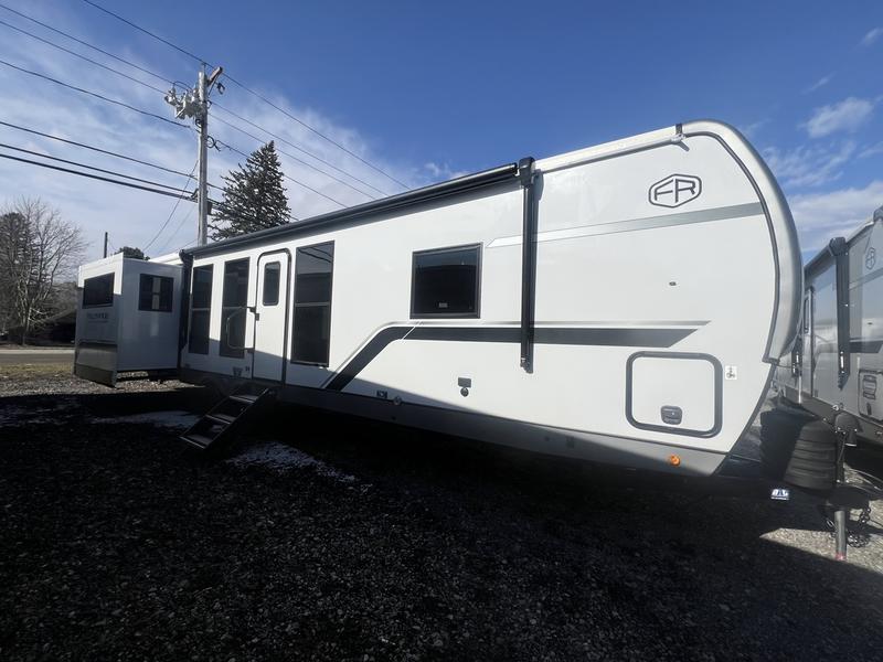 A fifth wheel on the lot at Lime Lake Marine & RV